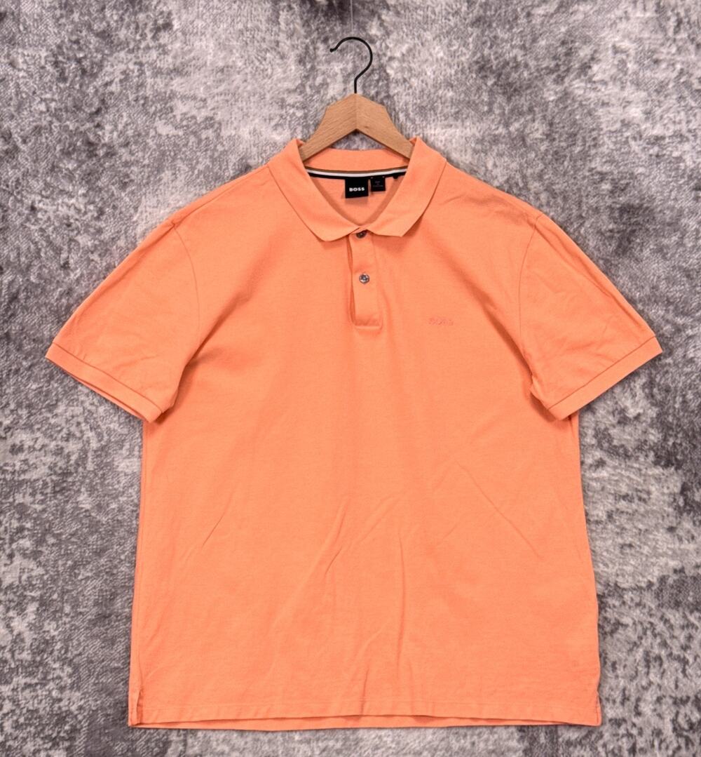 Hugo Boss Polo Shirt XXL Mens Orange Pique Short Sleeve